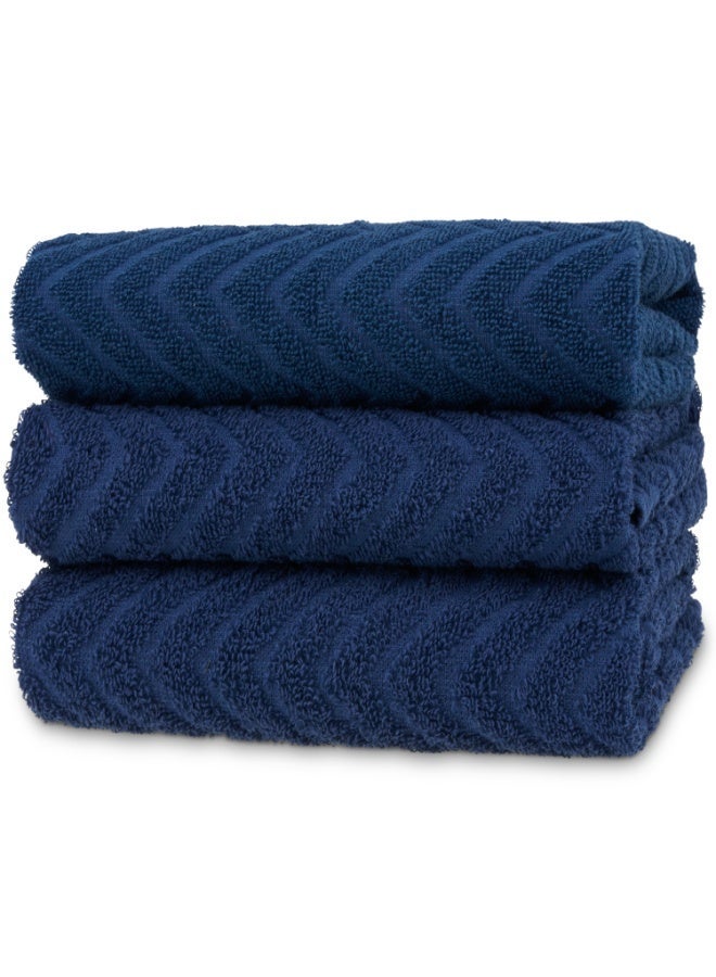 ATEN Homeware Pure Cotton Kitchen Hand Towels – Stylish Pack of 3 – 50 x 50 cm – Highly Absorbent & Super Soft Kitchen Towels for Drying Hands & Surfaces, Lint-Free & Durable, Made in Egypt (Navy blue) - Image 1